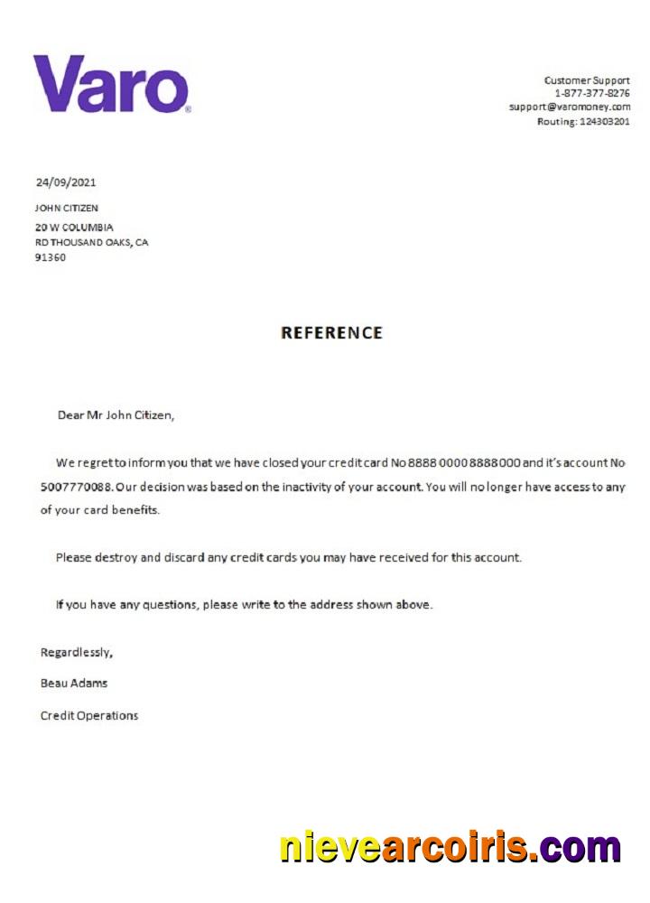 USA Varo closure reference